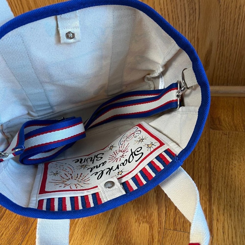 Brighton Red White And‎ You Mini Tote Crossbody Hearts Canvas Fabric Love - Picture 7 of 8